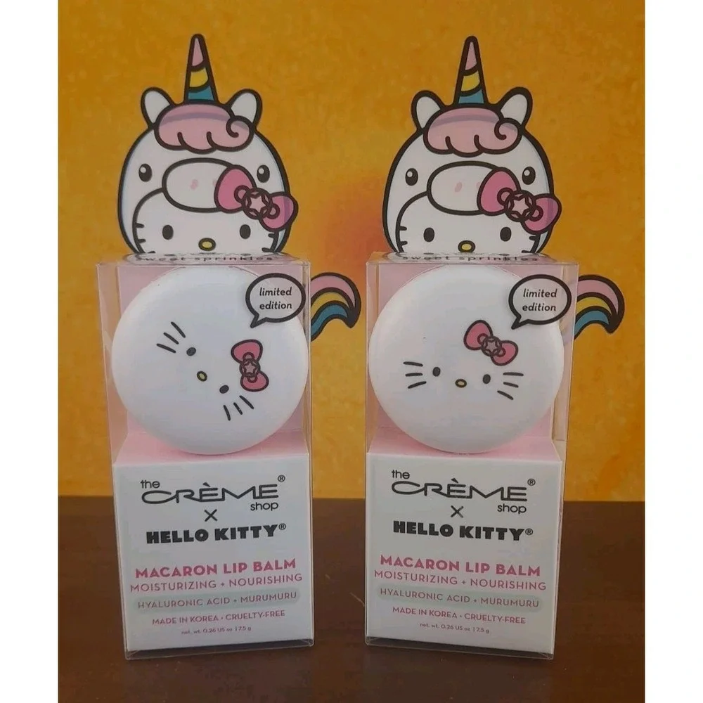 The Crème Shop x Sanrio HELLO KITTY MACARON LIP BALM Sweet Sprinkles Set Of‎ 2